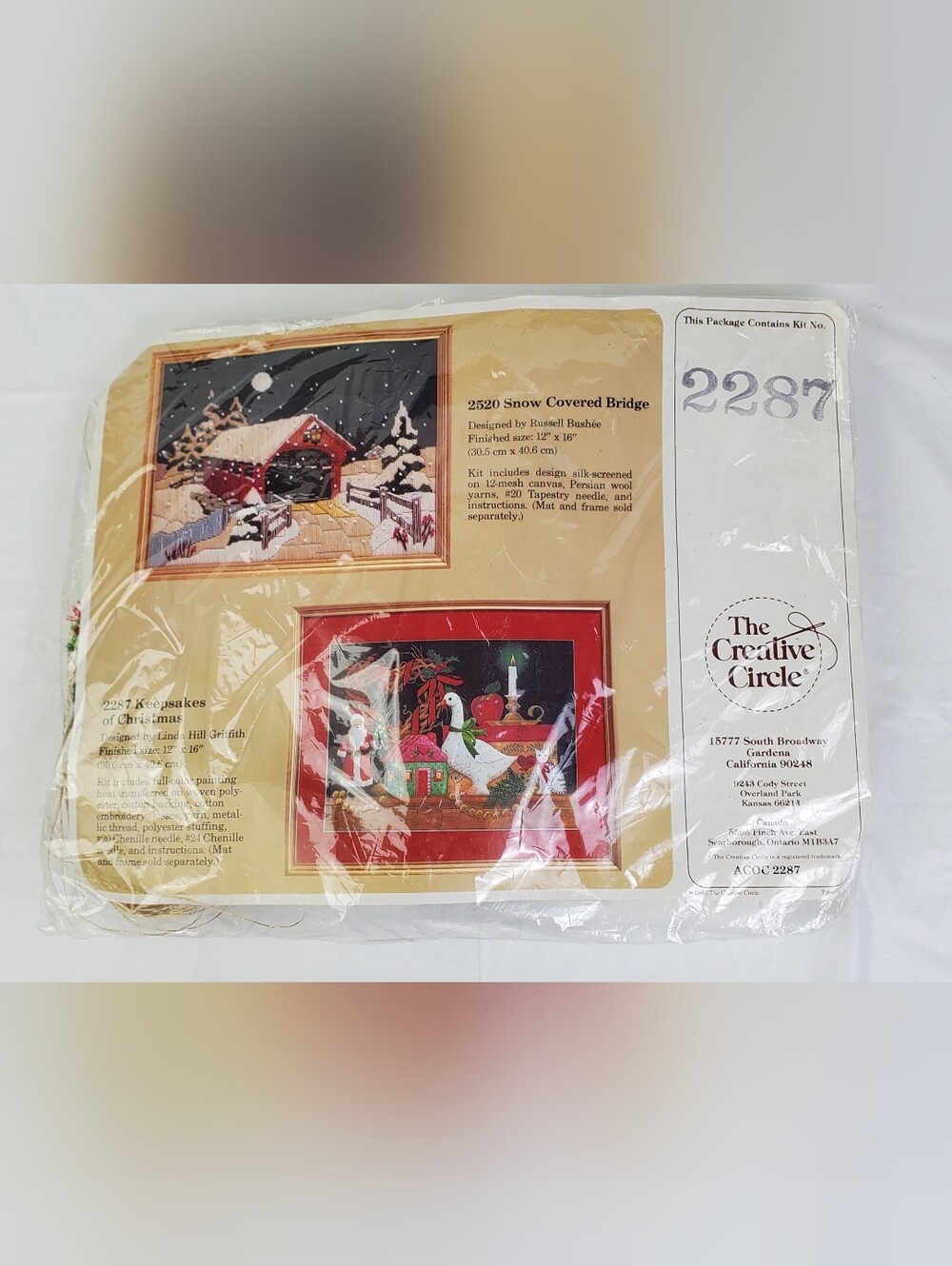 Creative Circle VTG Keepsakes of Christmas 12"x16" Needlecraft Kit # 2287 - NOS